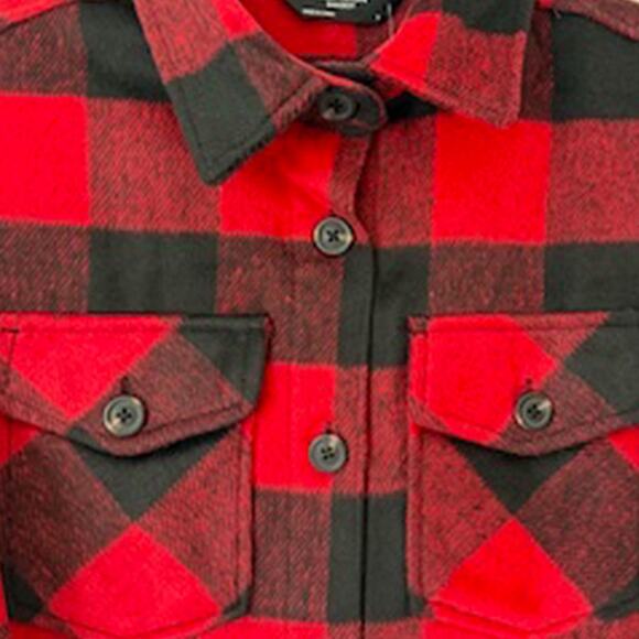 Member's Mark Red/Black Buffalo Check Button-Front Shacket Women's Small NWT - Picture 4 of 9